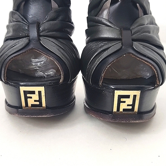 Fendi Zucca FF Logo OLIVE GREEN/BLACK Lambskin Leather Platform Bootie Sz EU 39 - Picture 7 of 12